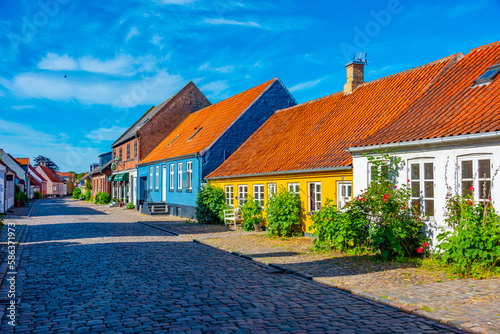 Colorful street in Danish town Ebeltoft photo