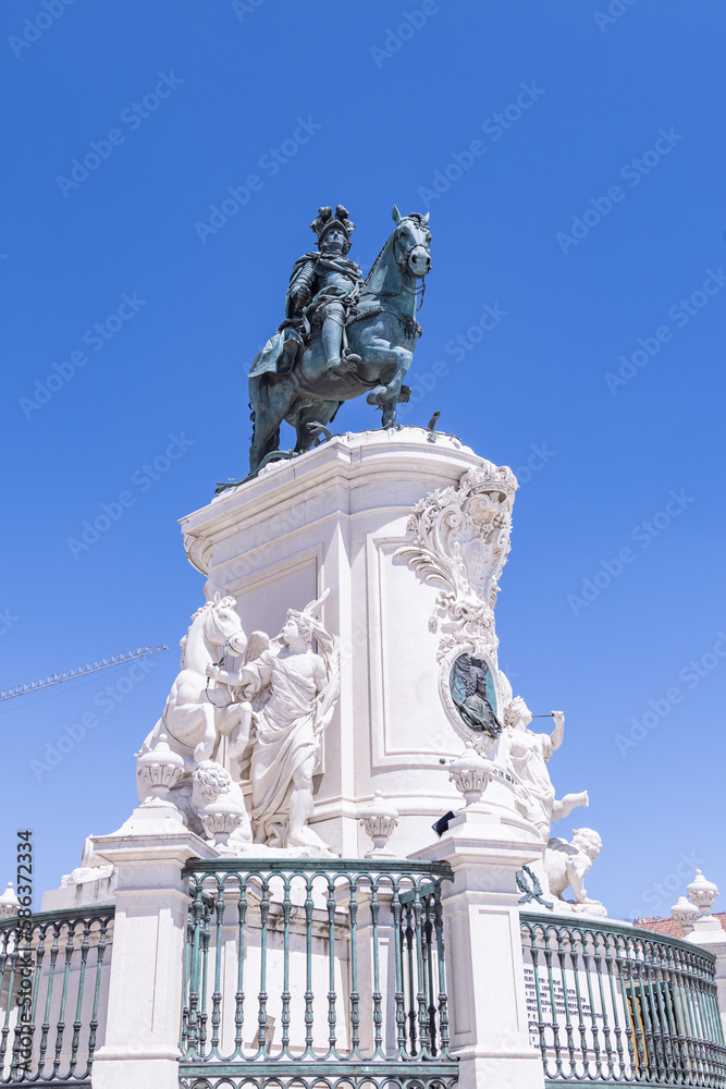 Naklejka premium Historic equestrian statue of King Jose I in Lisbon.