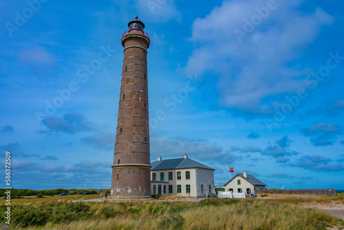 Fototapeta Naklejka Na Ścianę i Meble -  Skagen Gray Lighthouse in Denmark
