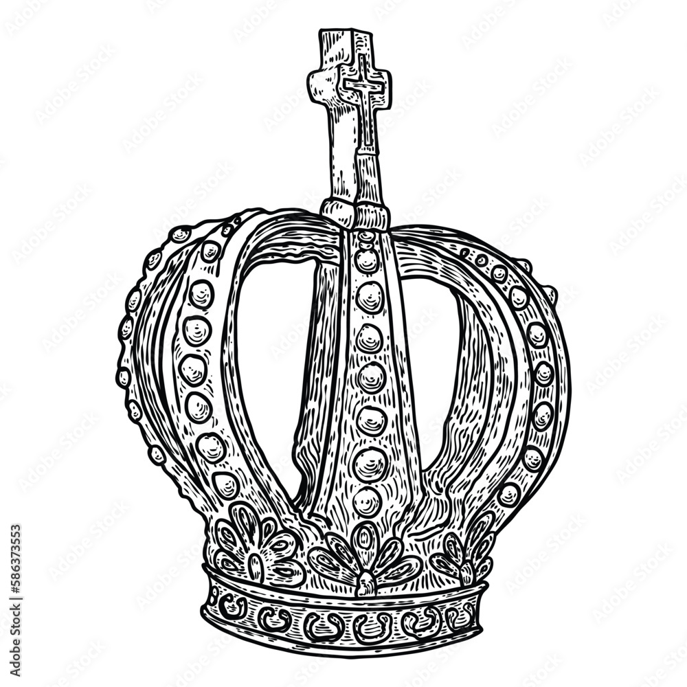 Crown headdress for king and queen. Royal noble aristocrat monarchy
