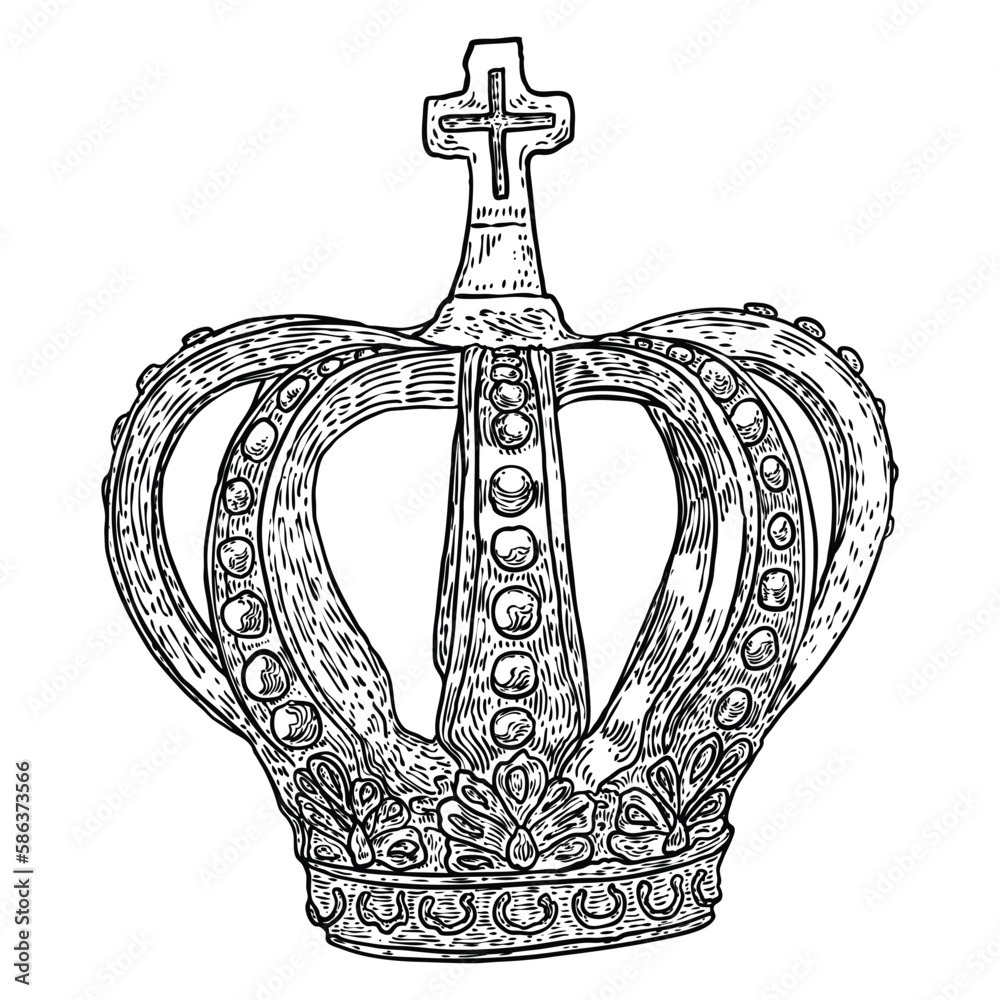 Coronation crown for king or queen. Symbolic religious ceremony while