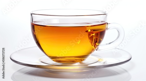 Cup of tea or glass cup of hot aromatic tea. isolated on white background, generative ai