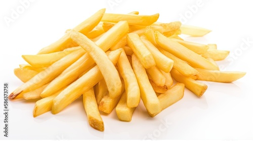 French fries isolated or flying french potato fries. isolated on white background, generative ai