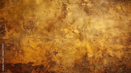 retro vintage yellow background rust brown grunge texture, generative ai