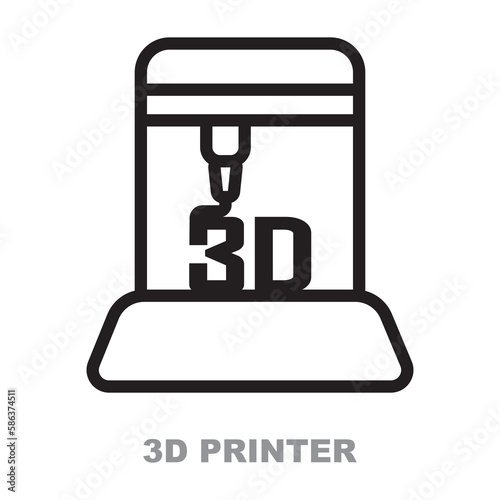 3D printer icon. Perfect icon for website and as symbol of 3D technology.