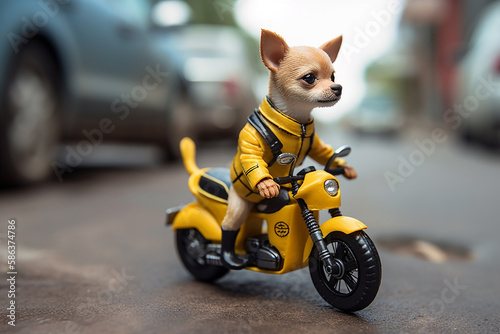 cachorro fofo fazendo entregas com moto  © Alexandre