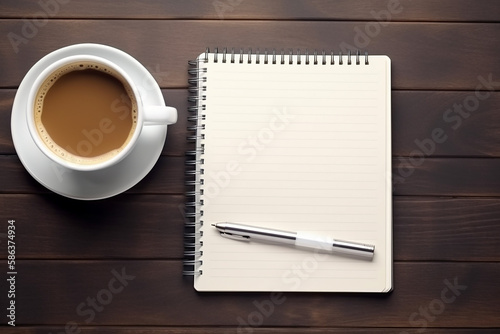 café e bloco de notas na mesa