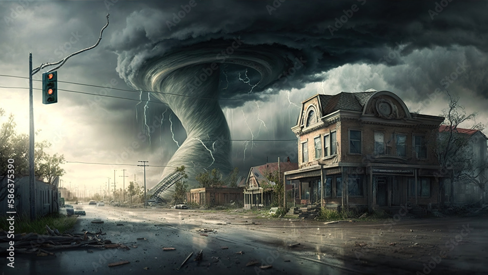 Tornado storm hits houses, hurricane twister destroying town ...