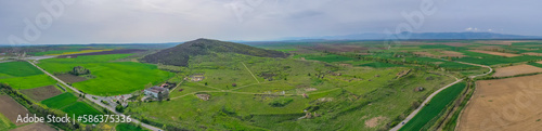 Aerial view of ruins of thracian town Kabile near Yambol, Bulgaria photo