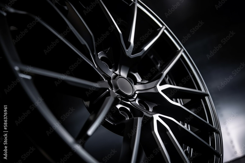 black beautiful sports alloy wheels on black background