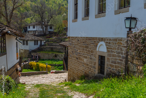 Traditional old houses in Bozhentsi architectural reserve in Bulgaria photo
