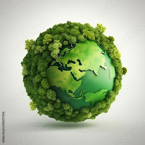 green globe of planet earth. light background. Green Planet.