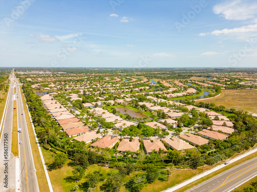 Aerial photo vast landscape neighborhoods in Vero Beach FL