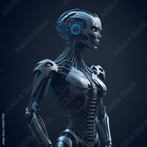 robot humanoid Chatgpt Chat with AI or Artificial Intelligence technology  business use AI smart technology by inputting  deep learning Neural networks to understand  respond to user inputs. future te