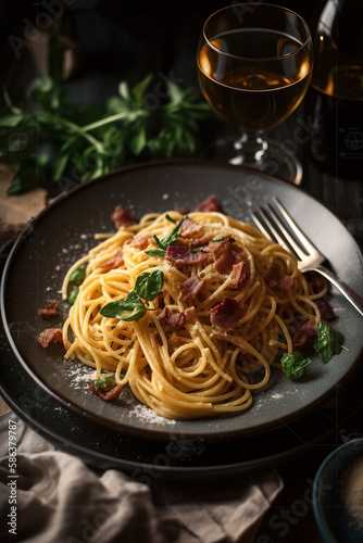 Pasta CarbItalian Tradition  Savor the Authentic Flavors of Pasta Carbonara  a Classic Roman Dish Enriched with Creamy Eggs  Pancetta  and Pecorino Cheese  Straight from Italy s Culinary Heart. onara 