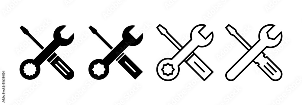 Repair tools icon vector for web and mobile app. tool sign and symbol. setting icon. Wrench and screwdriver. Service Repair tools icon vector for web and mobile app. tool sign and symbol. setting icon. Wrench and screwdriver. Service