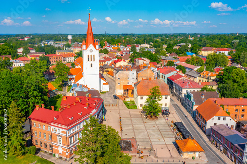 Aerial view of city center of Cesis/Cesu in Latvia