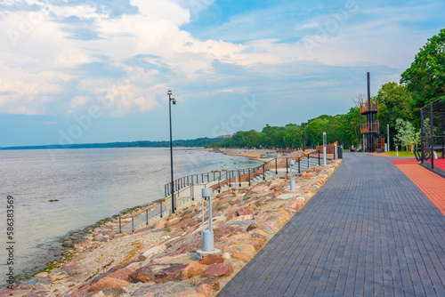 View of the seaside promenade in Sillamäe in Estonia photo