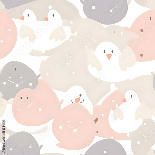Easter pattern. Cute vector chick floral seamless repeat design background. Simple seamless pattern for fabric, textile, gift wrap, and wallpaper. Generative AI