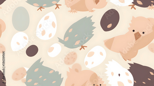 Easter pattern. Cute vector chick floral seamless repeat design background. Simple seamless pattern for fabric, textile, gift wrap, and wallpaper. Generative AI