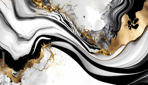 Close-up background image of ink, paint, marble glitter gold color. High texture oil painting. Colorful abstract painting background. Art to print