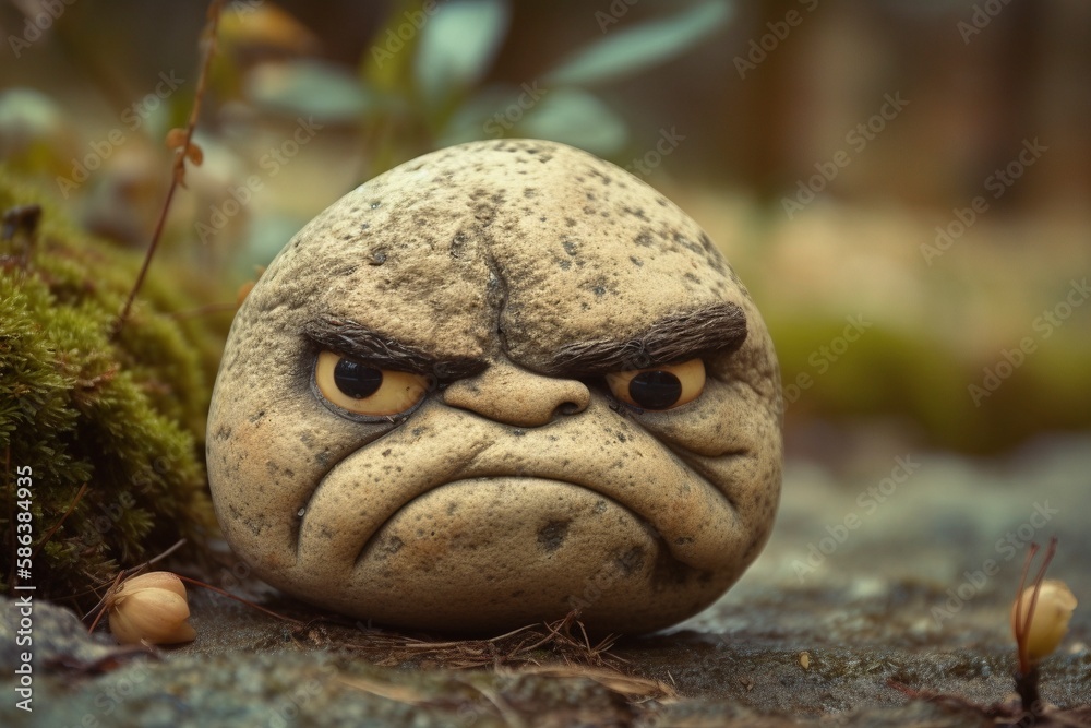 Grumpy Rock in a Garden, generative ai Grumpy Rock in a Garden, generative ai