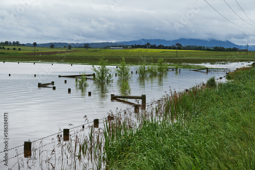Stringy Bark Creek, Victoria In Massive Flood, Across Pasture and Farmland