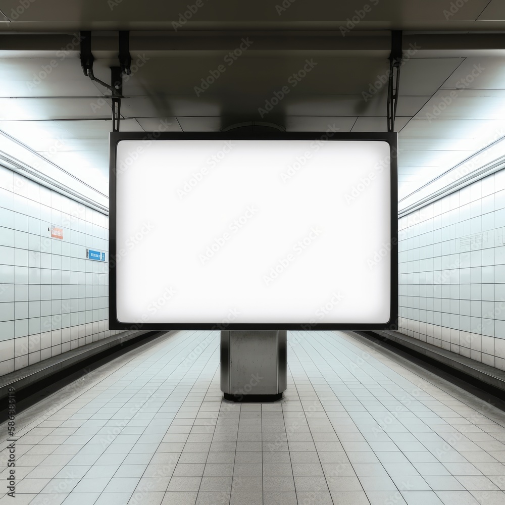 Billboard mockup in a subway, ai generative illustration Billboard mockup in a subway, ai generative illustration
