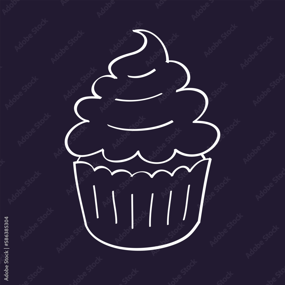 Cupcake cartoon doodle line vector icon Cupcake cartoon doodle line vector icon