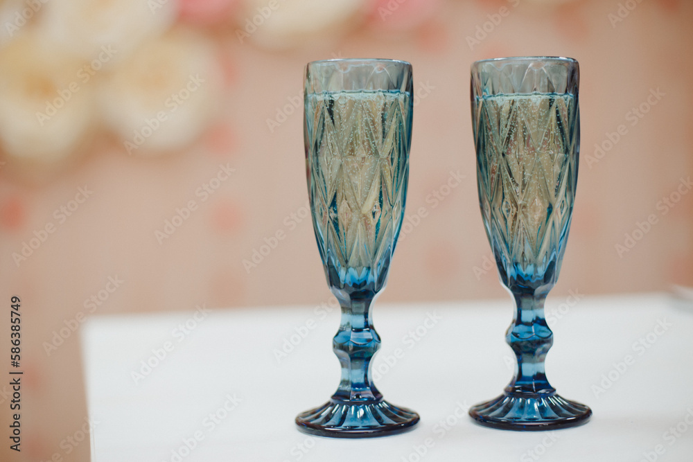 two champagne glasses for the bride and groom