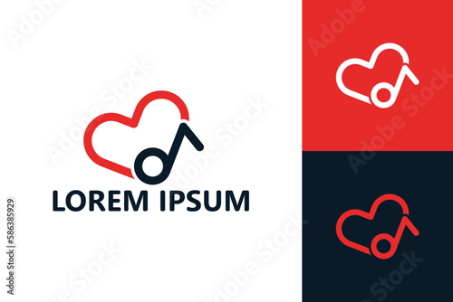 Love music logo template design vector