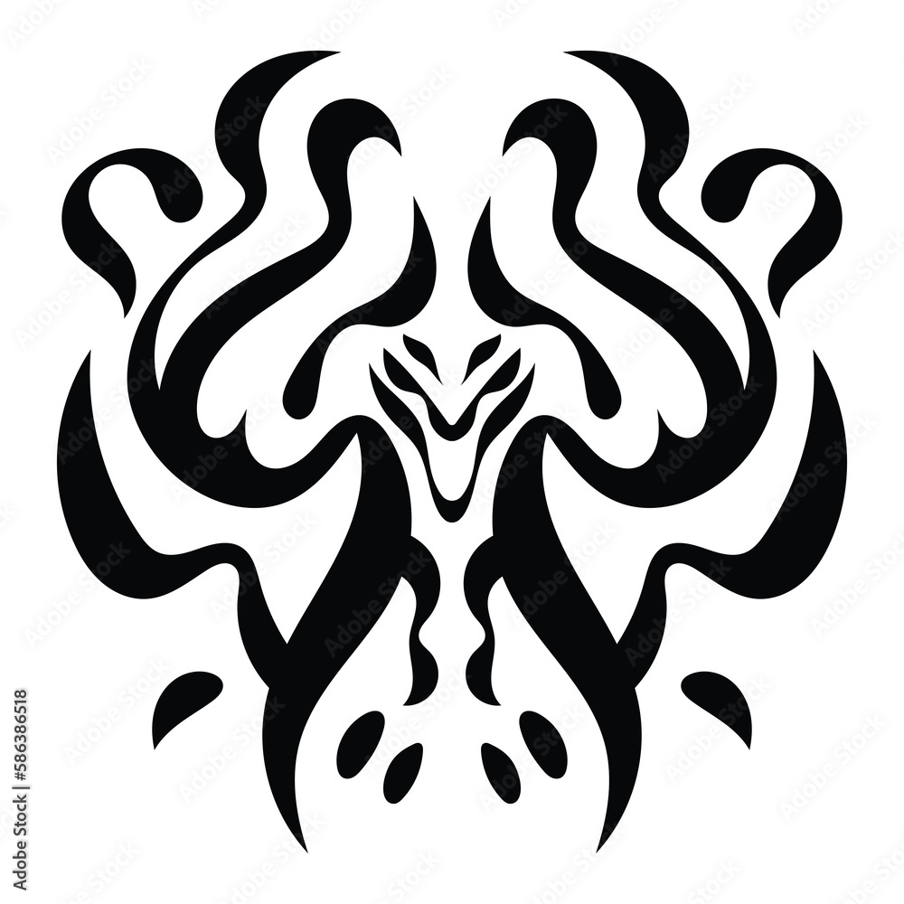 Wild fantasy monkey logo tattoo tribal black ink decoration