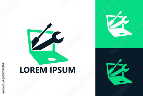 Laptop repair logo template design vector