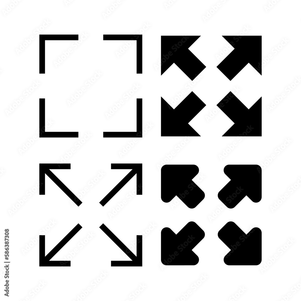 Fullscreen Icon vector illustration. Expand to full screen sign and symbol. Arrows symbol Fullscreen Icon vector illustration. Expand to full screen sign and symbol. Arrows symbol