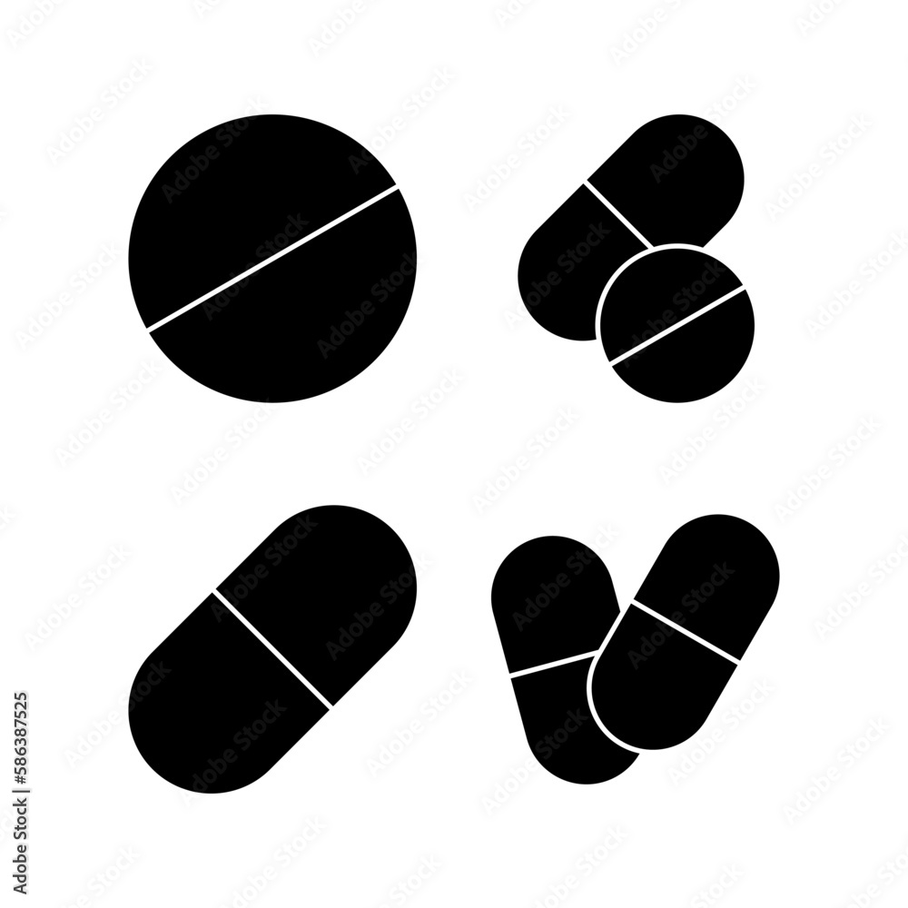 Pills icon vector illustration. capsule icon. Drug sign and symbol Pills icon vector illustration. capsule icon. Drug sign and symbol