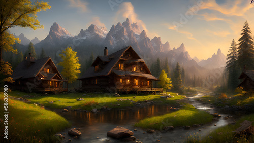 A Lone Cabin in the middle of a Valley - Landscape Wallpaper © mheamin