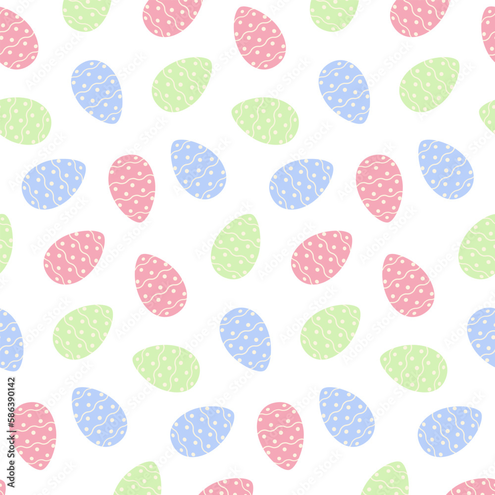 Easter seamless pattern with colorful Easter eggs in trendy soft shades. Happy Easter. Springtime Easter seamless pattern with colorful Easter eggs in trendy soft shades. Happy Easter. Springtime