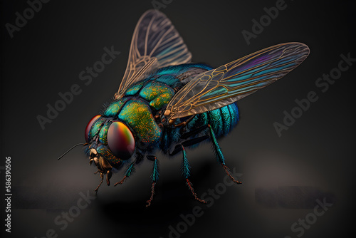 fly on black background created with generative AI technology