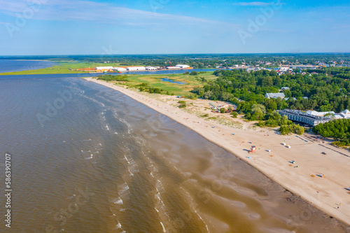 Panorama view of beach at Pärnu, Estonia photo