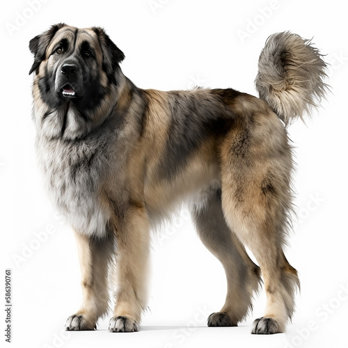 Illustration of a dog breed caucasian shepherd on a white background, in full body in a realistic style