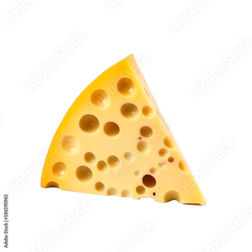 Emmental cheese triangle - Swiss cheese - isolated on transparent background