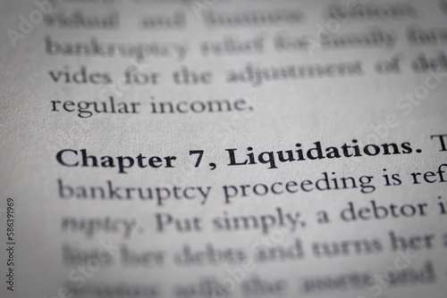 chapter 7 bankruptcy printed in text on page as visual aid or business law reference