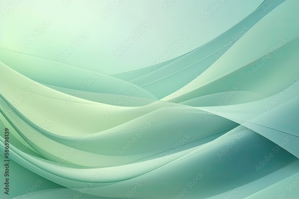 Obraz premium green and white abstract background with flowing waves. Generative AI