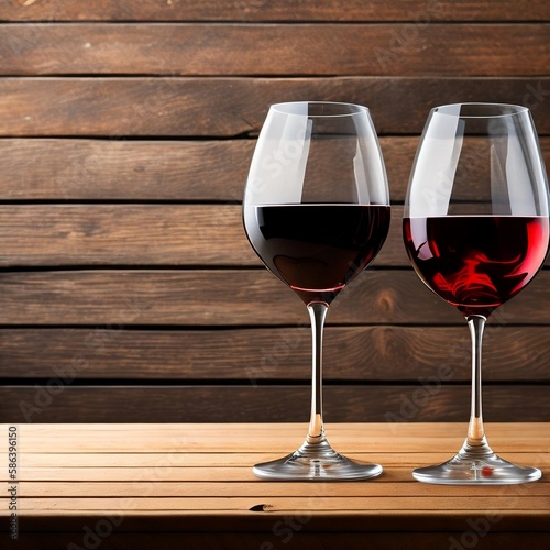 glass of wine on wooden table