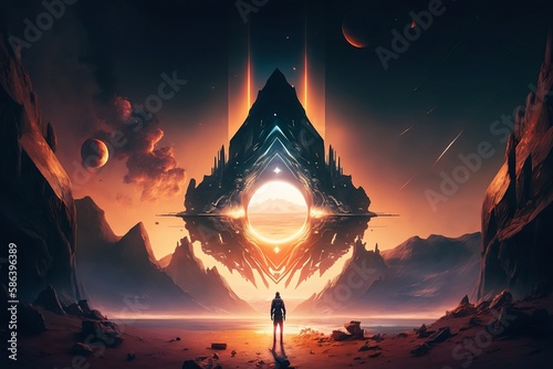 Abstrakt Cyberpunk digitale Kunst mit futuristischen Stil
