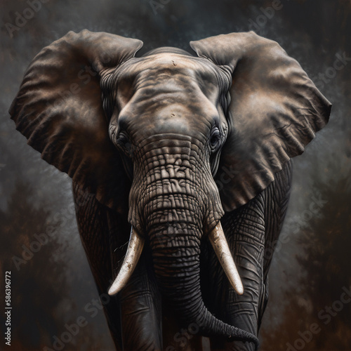 Realistic portrait Elephant illustration