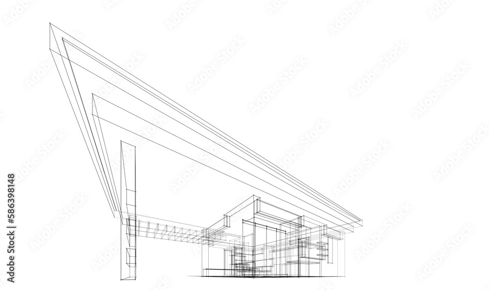 architectural sketch of a house