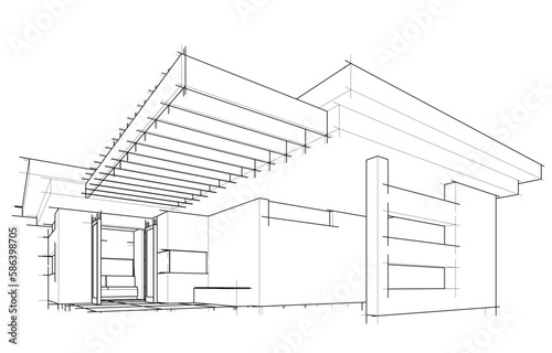 architectural sketch of a house