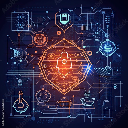 Cyber Threats, Staying Safe in a Digital Age,Cybersecurity Best Practices, Safeguarding Your Business,Rising to the Challenge,Navigating Cybersecurity in a Post-Pandemic ,illustration Generative AI