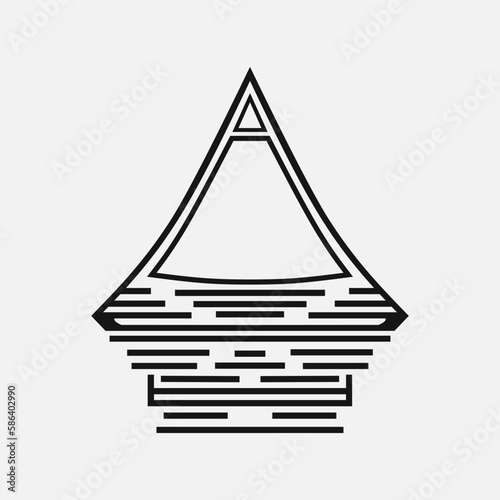 Indonesian batak house building asian house logo with colorful design vector art.